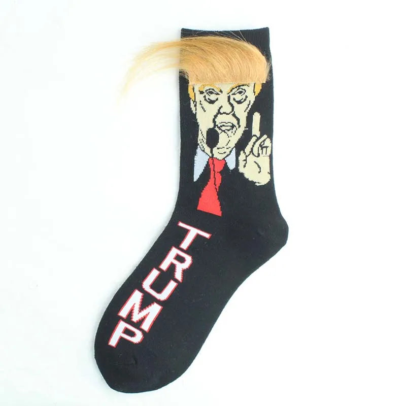 Funny Donald Trump Socks with 3D Fake Hair