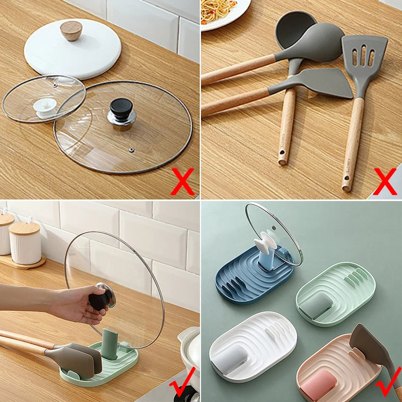 Polychrome Foldable Nordic Style Pot Lid Holder Storage Rack Practical Multifunctional Utensils