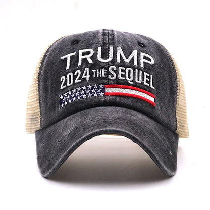 Trump 2024 The Sequel Dad Hats – Adjustable Unisex Cotton Baseball Caps, Classic Patriotic Design