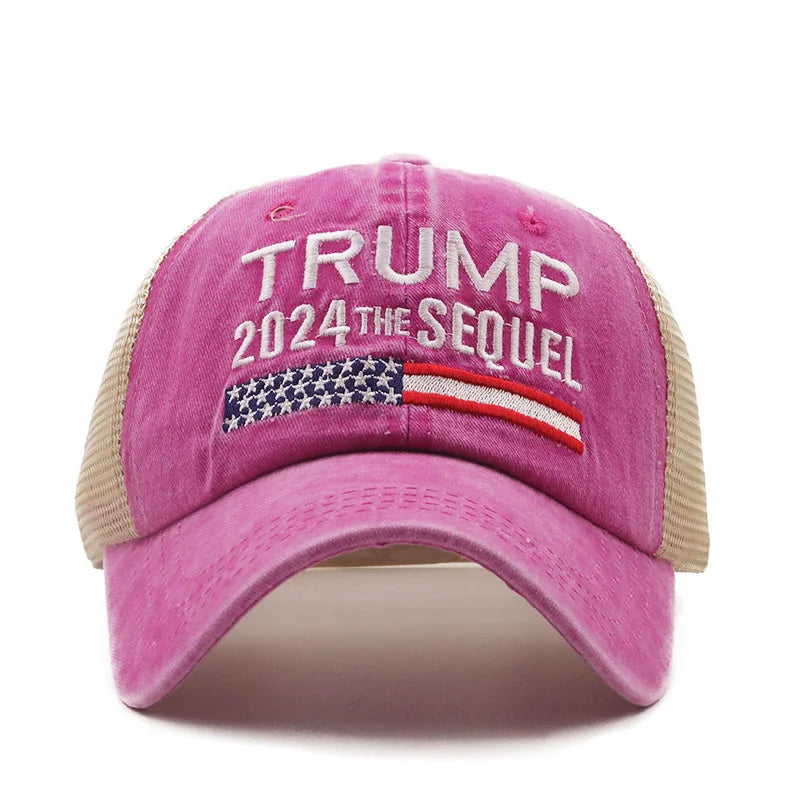 Trump 2024 The Sequel Dad Hats – Adjustable Unisex Cotton Baseball Caps, Classic Patriotic Design