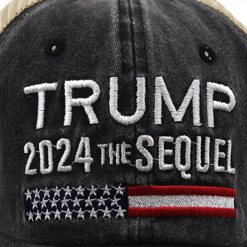 Trump 2024 The Sequel Dad Hats – Adjustable Unisex Cotton Baseball Caps, Classic Patriotic Design