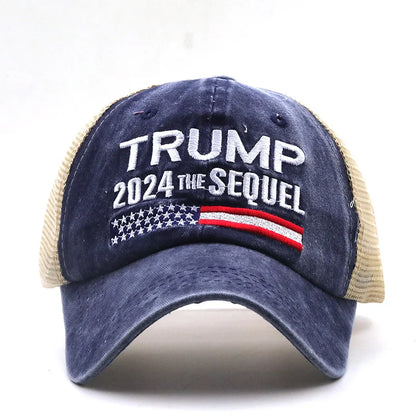 Trump 2024 The Sequel Dad Hats – Adjustable Unisex Cotton Baseball Caps, Classic Patriotic Design