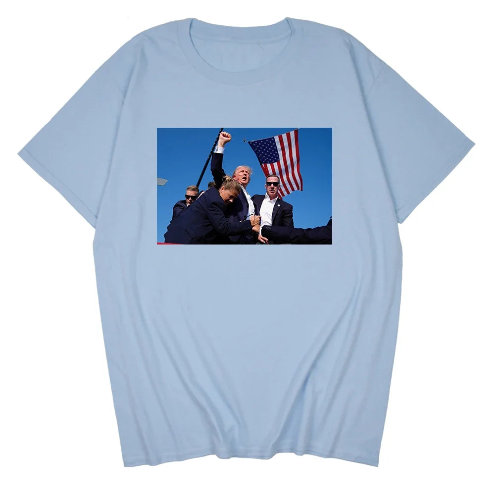 Trump Rally Shooter Tshirt - Trump 2024 - DJT - Pro Trump - Trump Survived - USA Freedom - Donald J. Trump Menswear Streetwear Cotton T-Shirt