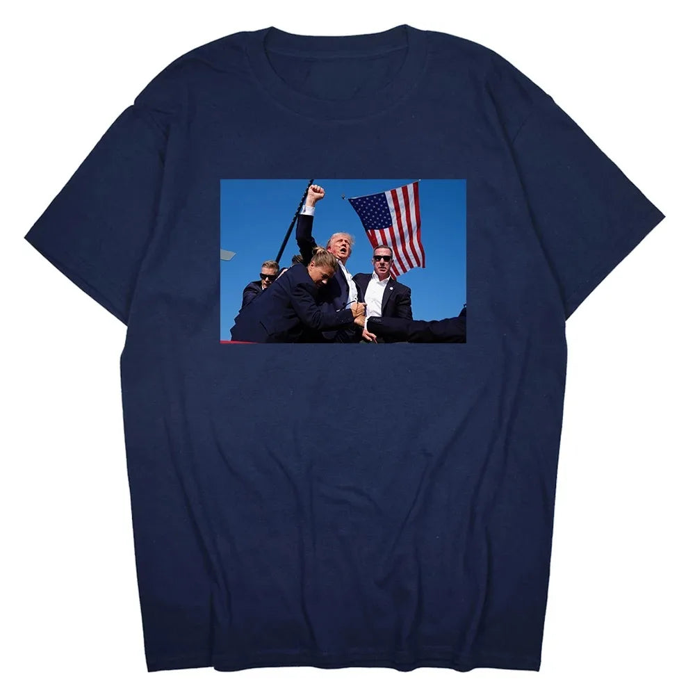 Trump Rally Shooter Tshirt - Trump 2024 - DJT - Pro Trump - Trump Survived - USA Freedom - Donald J. Trump Menswear Streetwear Cotton T-Shirt