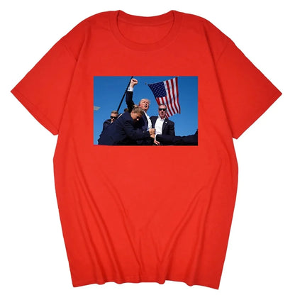 Trump Rally Shooter Tshirt - Trump 2024 - DJT - Pro Trump - Trump Survived - USA Freedom - Donald J. Trump Menswear Streetwear Cotton T-Shirt