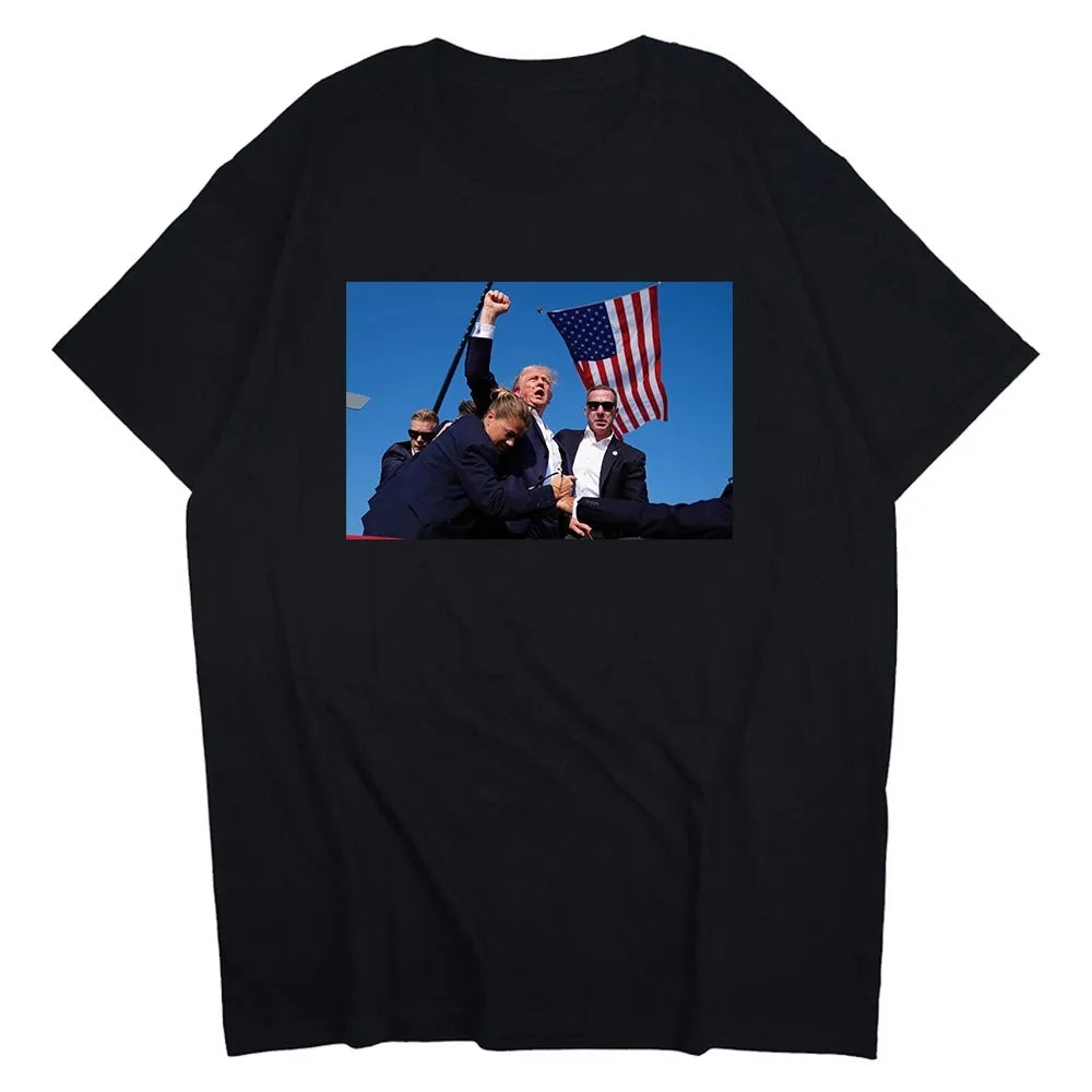 Trump Rally Shooter Tshirt - Trump 2024 - DJT - Pro Trump - Trump Survived - USA Freedom - Donald J. Trump Menswear Streetwear Cotton T-Shirt