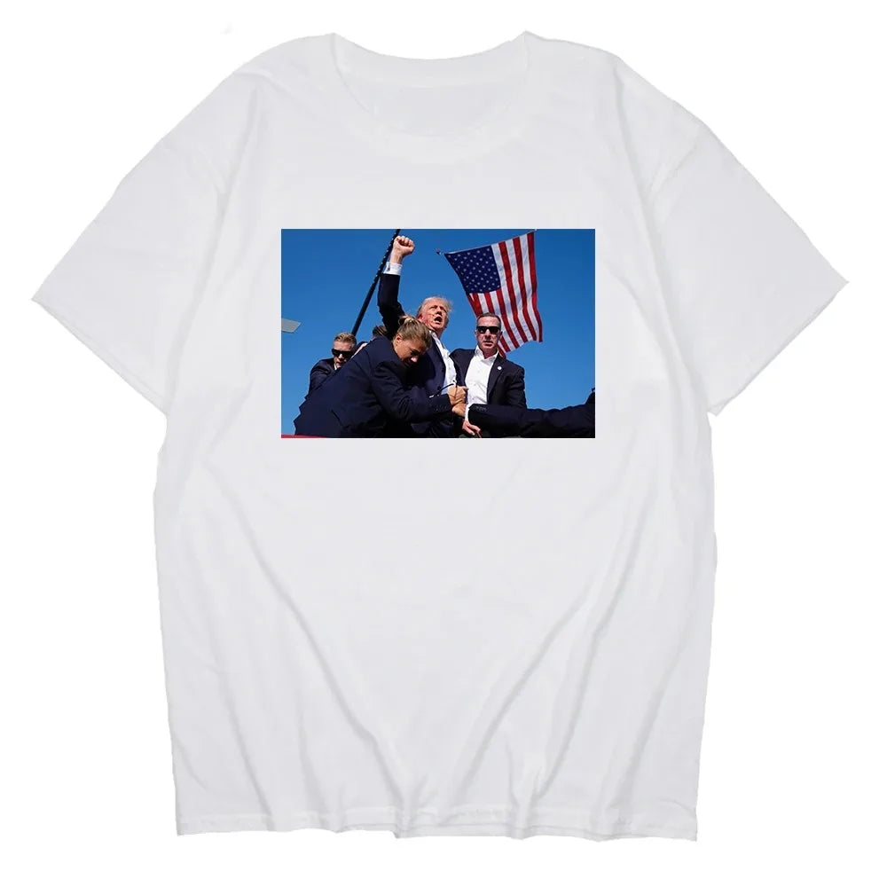 Trump Rally Shooter Tshirt - Trump 2024 - DJT - Pro Trump - Trump Survived - USA Freedom - Donald J. Trump Menswear Streetwear Cotton T-Shirt